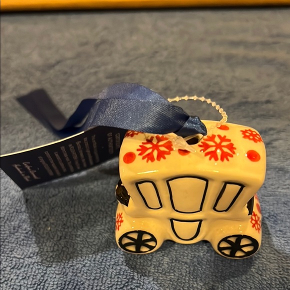 Polish Pottery Carriage Ornament with Blue Ribbon - Picture 4 of 4